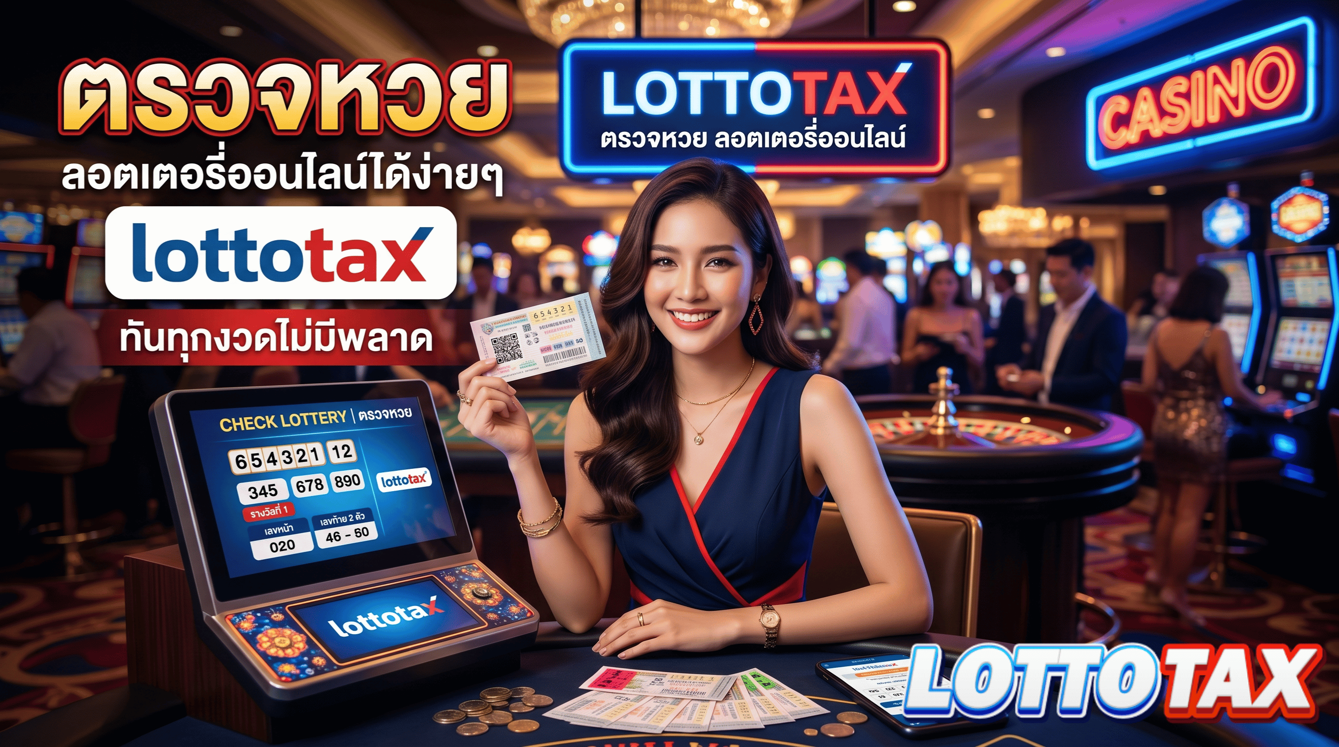 ตรวจหวย ลอตเตอรี่ออนไลน์ได้ง่ายๆ ที่ lottotax ทันทุกงวดไม่มีพลาด
